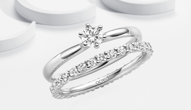 Kompleti prstanov Diamond Bridal - navdihujoči in edinstveni | acredo